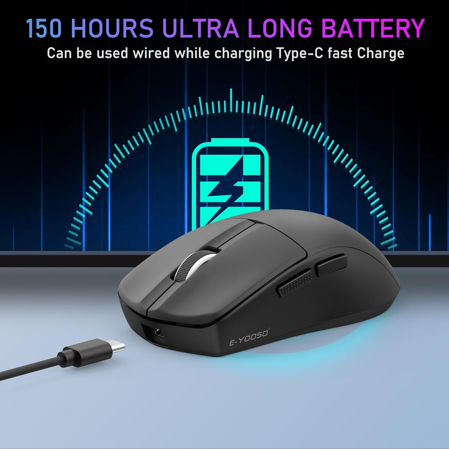 MOUSE WIRELESS E-YOOSO X-44 BLACK 1KHZ - Figura 2