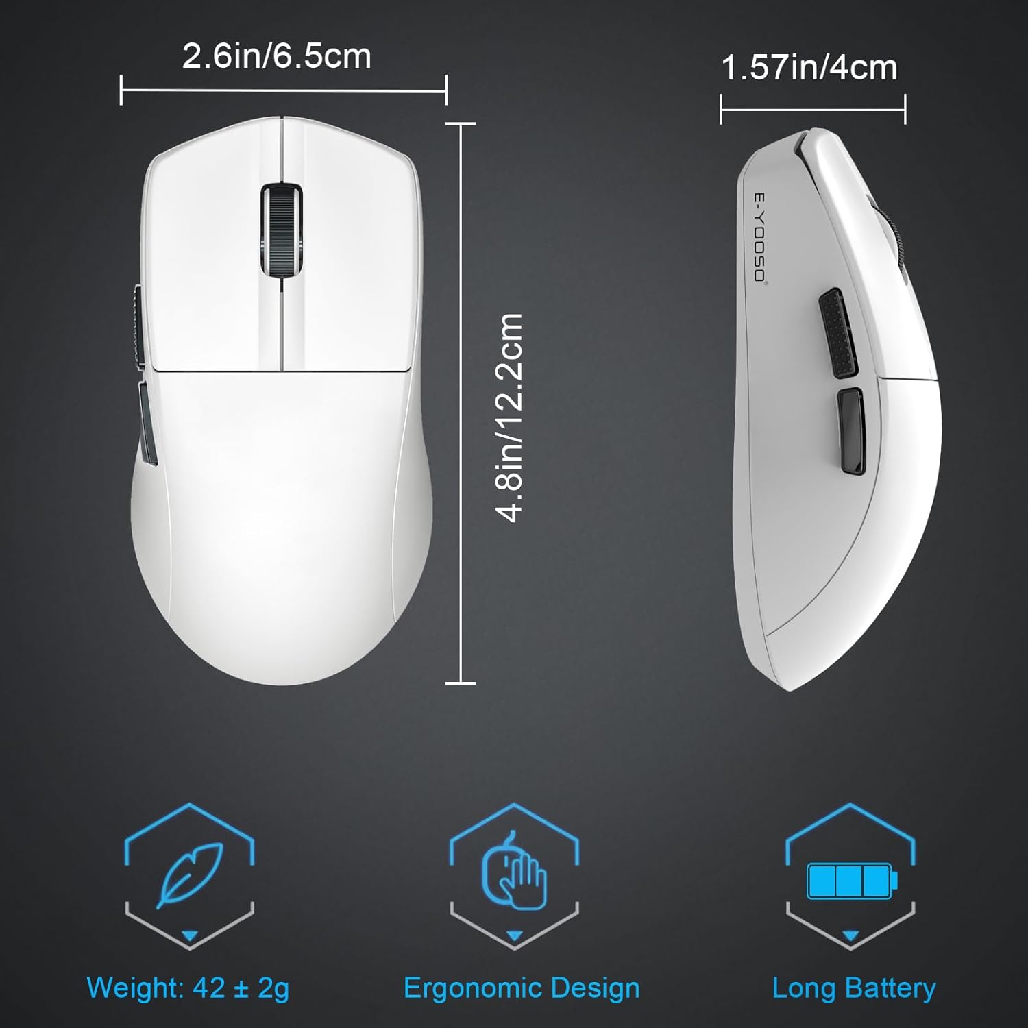 MOUSE WIRELESS E-YOOSO X-44 WHITE 1KHZ - Figura 7