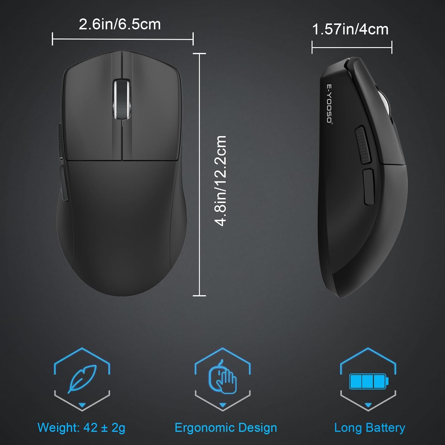 MOUSE WIRELESS E-YOOSO X-44 BLACK 1KHZ - Figura 4
