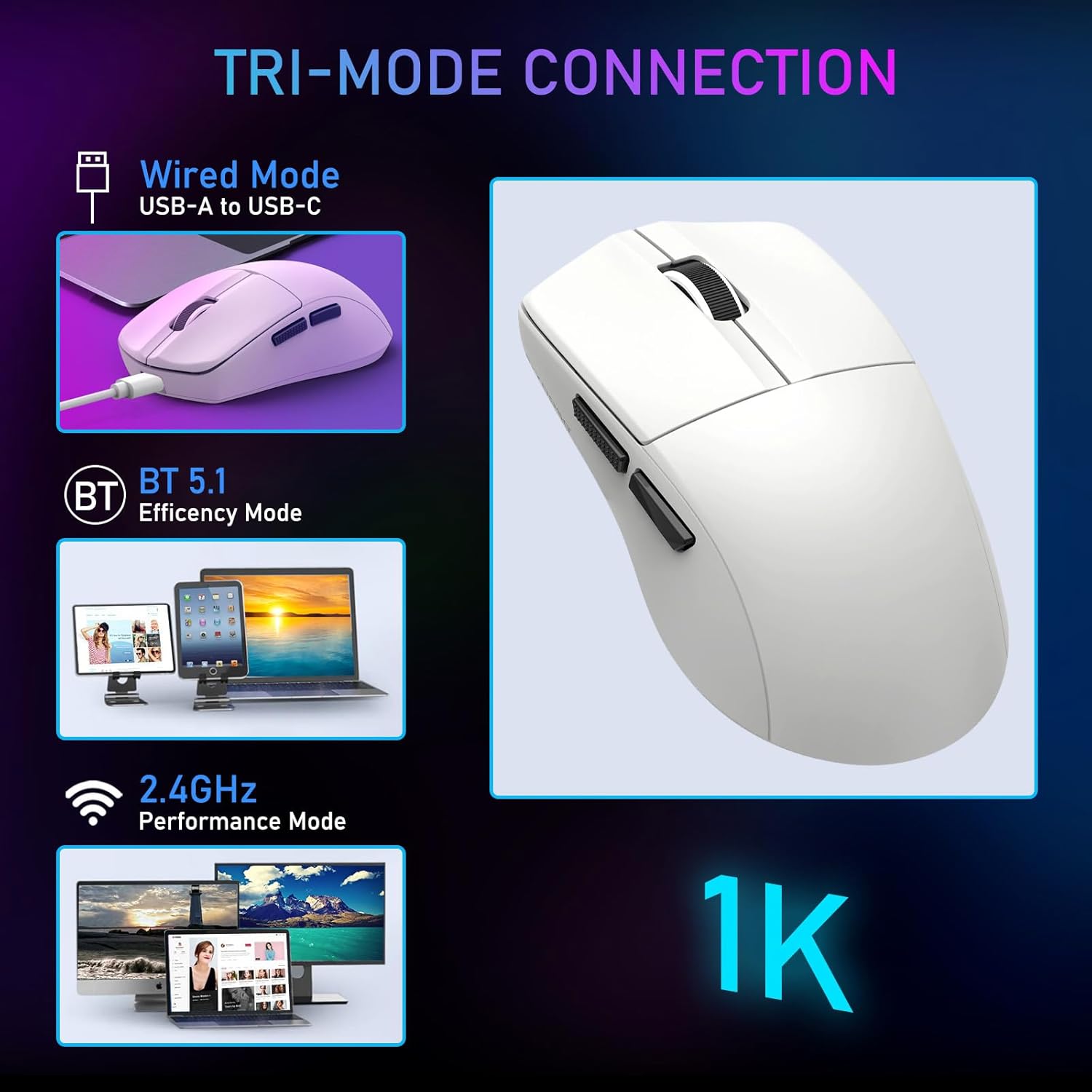 MOUSE WIRELESS E-YOOSO X-44 WHITE 1KHZ - Figura 6
