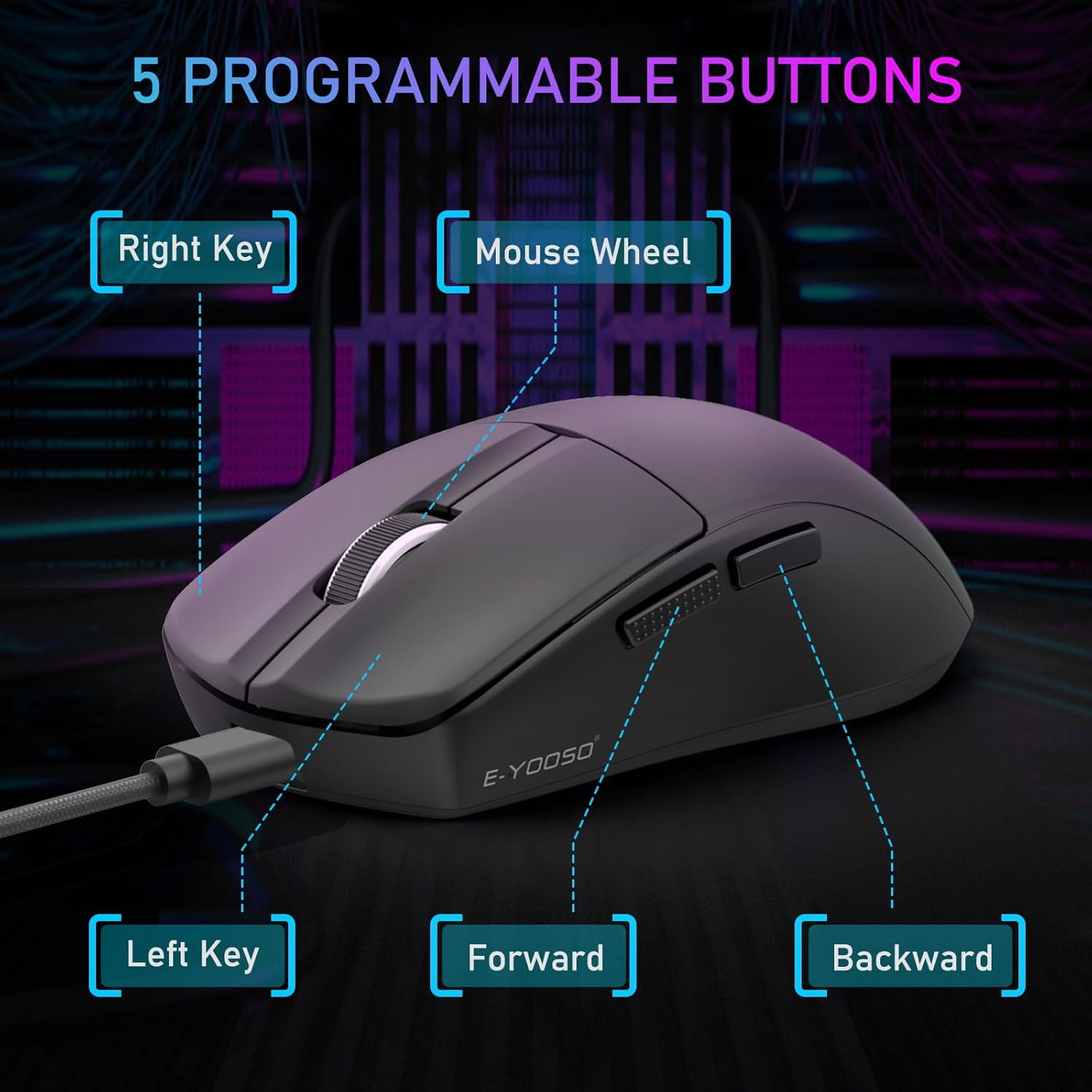 MOUSE WIRELESS E-YOOSO X-44 BLACK 1KHZ - Figura 6