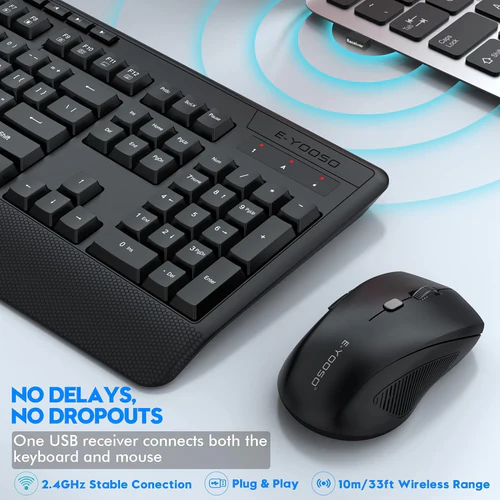 Set Tastiere + Mouse Wireless E-YOOSO E-787 Black - Figura 2