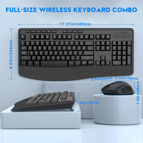 Set Tastiere + Mouse Wireless E-YOOSO E-787 Black - Figura 3