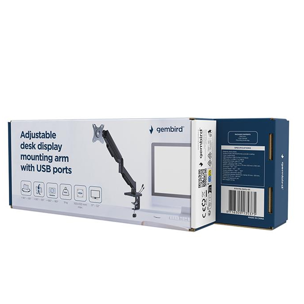Gembird Single Monitor Arm 17-32 Inch MA-DA1U-01 - Figura 2
